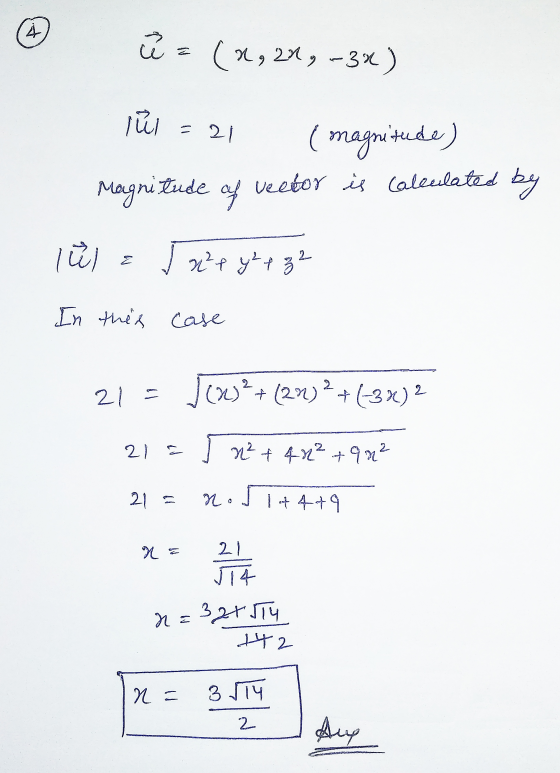 13 (2, 20, 9-30 a) lul = 21 { magnitude) vector is calculated by Magnitude of lül Ja²r y² + z 2 In this case (22) ²+ (22) 21