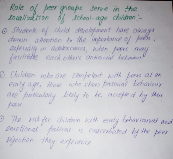 Role of feer oupr serve in the Soualizatton 8chool-age children goups serve in the o Student of chuld develobment have olvoys