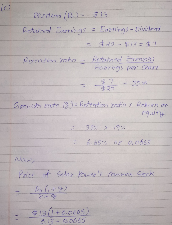 Dividend (Do)$13 - Retainedl Earnings Earnings- Dividenrd 4R0-$13=4 11 Retauned Earnings Eaanings per Shore Retention raho 35