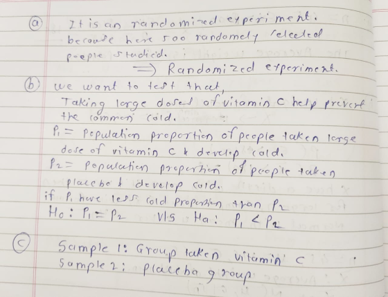 It is an randomized experimenti selected beroude her soo randomely poeple studicida so - Randomized experiment. we want to te