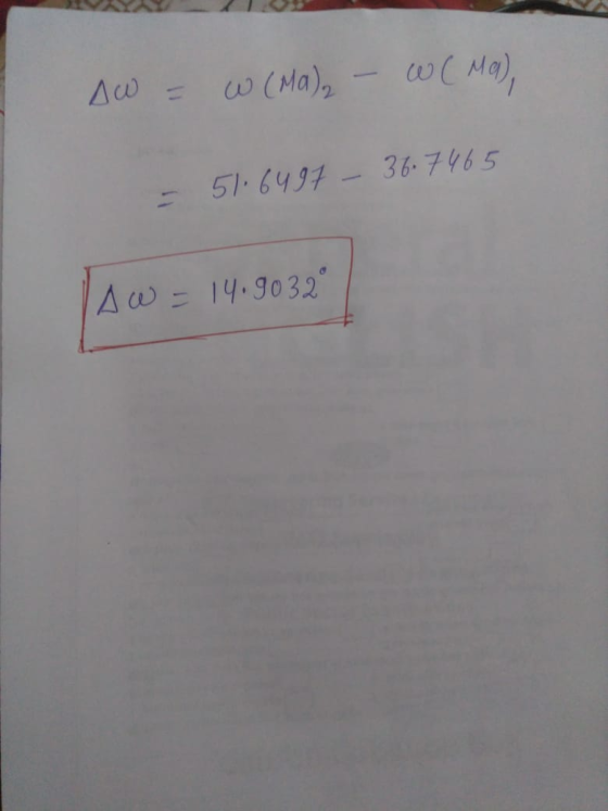 AW = W (Ma)₂ - (Ma), = 51.6497 - 36.7465 Aw = 14.9032°