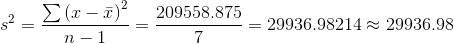 s2 =Σ(z-T)2 209558.875 7 29936.98214~ 29936.98 rl
