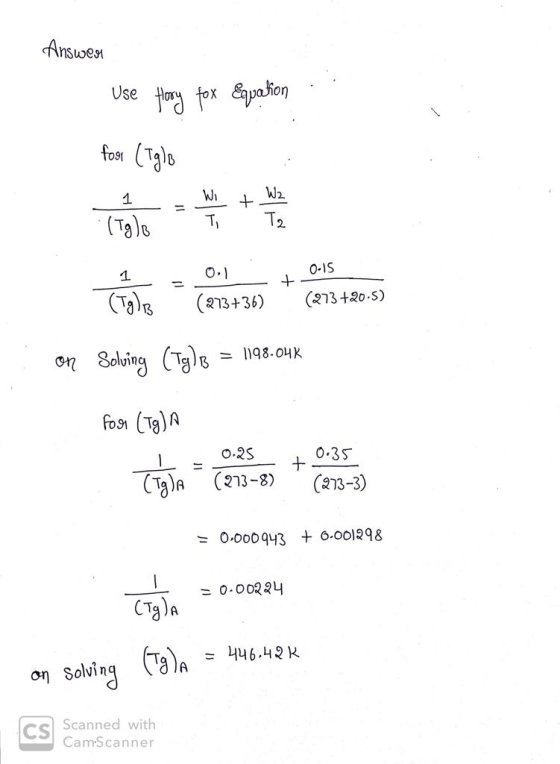 Answer Use Hory fox Equation .. foor (Tgle to be - + 0.15 (273+36) (273 +20-5) on Solving (Tygle = 198-04% for (79) A Coba op