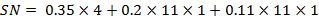 SN 0.35 X 4+ 0.2 x 11 x 1 + 0.11 x 11 x 1