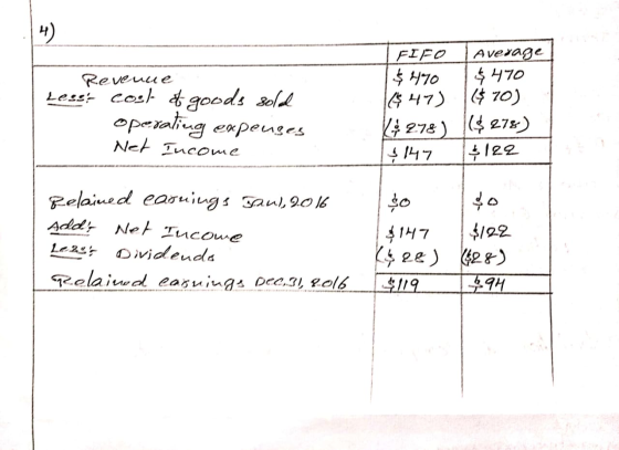 Revenue Less cost of goods sold operating egpeuges Net Income FIFO | Average $470 1 $ 470 11$47) $70) K*278) ($278) $147 $122