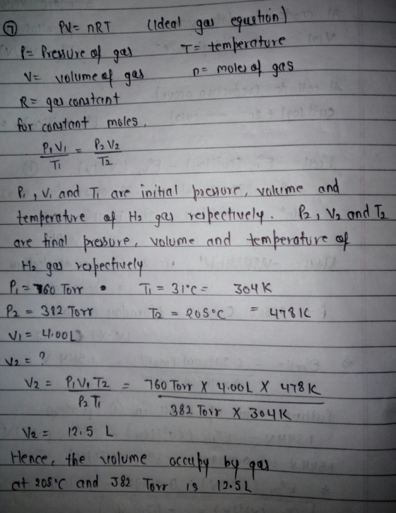 6 PU=nRT (ideal gal equation ) (v p= Pressure of gas T - temperature - 1 volume of gas n= moles of gas R=go constant for cons