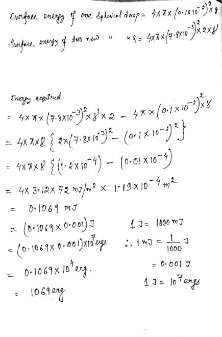 Ewrfall. energy of one. Spherical drop - 4x2x (0-18 10^2) *8 Surface, energy of two new u n3 = 4878/7-2x16)X2XJ Energy requir