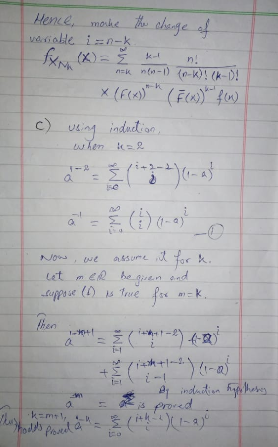 Hence, make the change of variable in-k ExN (X) = n=k nin-D) {n-k)! (k-1)! X{F()** (Fr.) 400) kol n! using induction, when u=