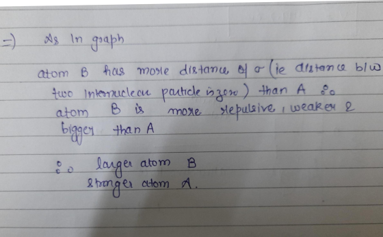 T As In goaph atom B has morle distance of a lie dritance blu two internucleau particle is zero) Than A atom is more sebuleir