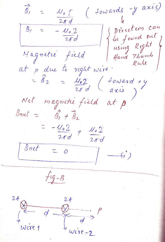 Bi = Mo I l towards -y axis) 2nd llo 2 2nd Il Direction can y be found out, I using Right Magnetic field | Hand Thumb . Rule