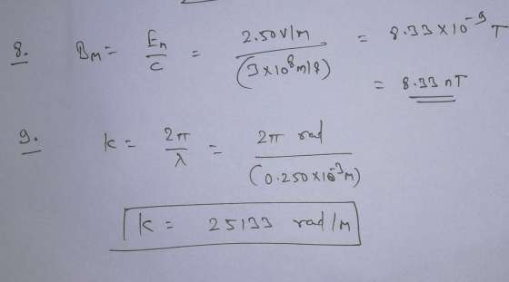 = 8.33 T 8. Brin s ka 2.50u1m = 8,33810T x 1816) 207 (0.250x10 m) 25133 rad In 2T sad [K=