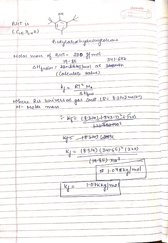 OH BHT U> As 85 34) 65k △H Caiculati vole). inl M- Mo lau mars Kj.. (83/ 134,65) (220)