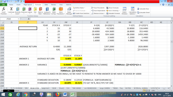 File Home Insert Page Layout Formulas Data Review View - 2x fic 2 O ? A o @ STATS - Microsoft Excel (Product Activation Faile