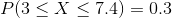 P(3\leq X \leq 7.4)=0.3