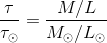 \frac{\tau}{\tau_\odot }=\frac{M/L}{M_\odot /L_\odot }