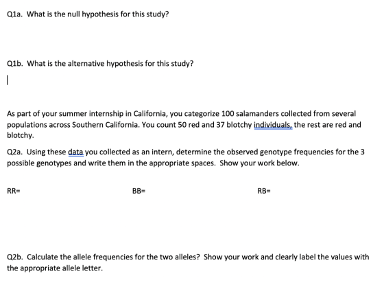 Q1a. What is the null hypothesis for this study? Q1b. What is the alternative hypothesis for this study? As part of your summ