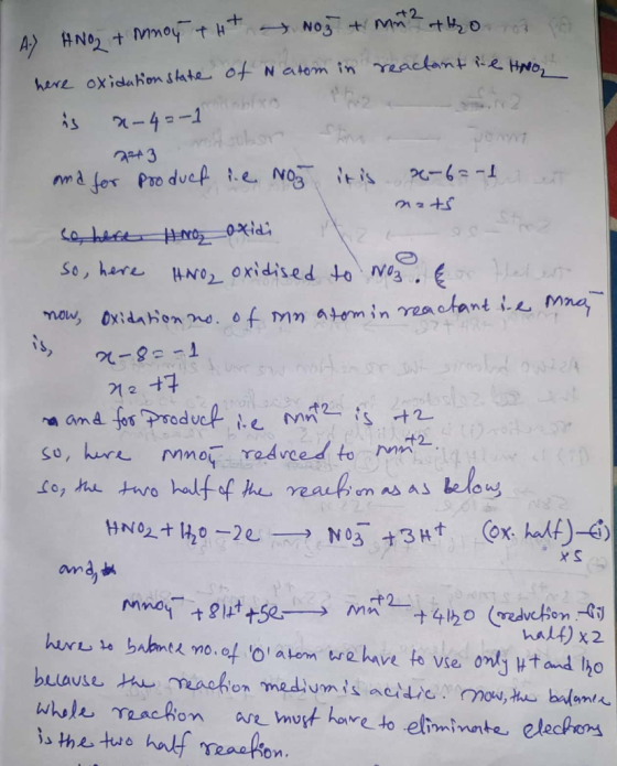 A ANO2tMmoy tHn No3 +M o here oxidaHonstate 0f Natom in Yeactant i-e HNOr 4 As -4-1 PC-63- fer Pro ducf .e No tis e So, hare