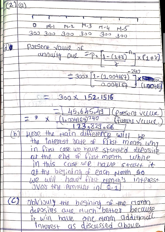 (210) 0 Ml M.2 M.3 309 300 300 300 M-4 M.5 300 300 Parsent vame of annuity Que =Px 1- (142) JxC1+7) -240 309x 1-(1.004167) 7x