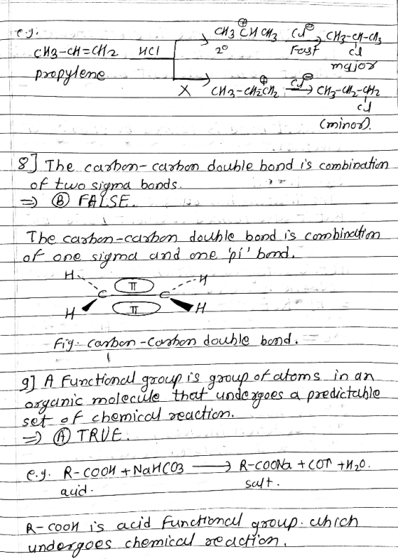2 C (mino 8 The cashen- carhom_ dauble bond is cambinatin ーg) A functionel-group is group of atoms-in an R-COOH + NaHCO3 ci