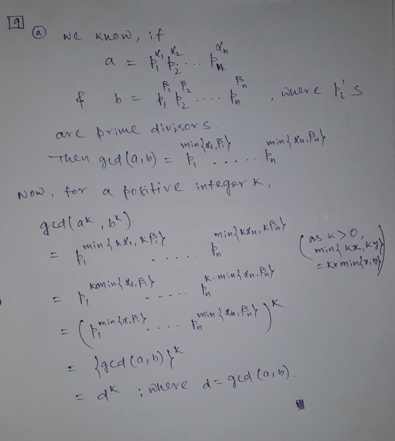we know, if du li ki bi PA Bu & where ts b کم min}xniful kn are prime divisors Then ged (a,b) = b min far, El Now, for a posi