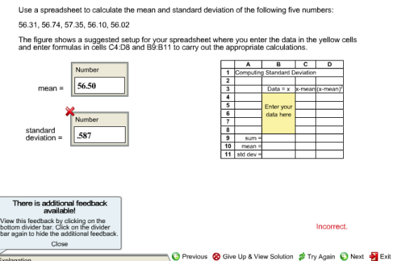 Use a spreadsheet to calculate the mean and standa
