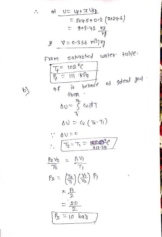.. at UF Uft a vez = 5045+012 (2024.6) gog.42 e V=0.356 m3kg water table. From Saturated T = 102°C Pa = 111 - PQI as gdeal ga