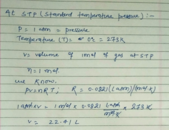 At sTplstandsrd temberahae prestue) P 1atom Pressule Temberatune (T): 0 -27F3K V2 velume ime gas at sTP Kooo panRT R 0.0221(L