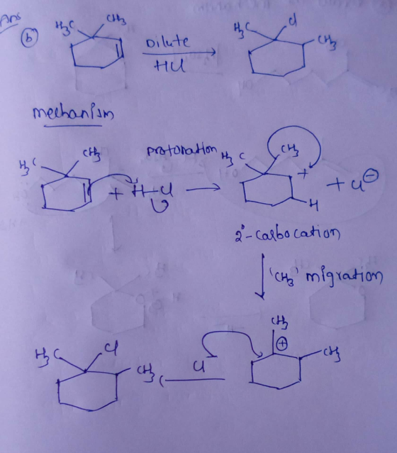 ch Dilute HU mechanium protonation the + Hiu -H 2-carbocation che migration