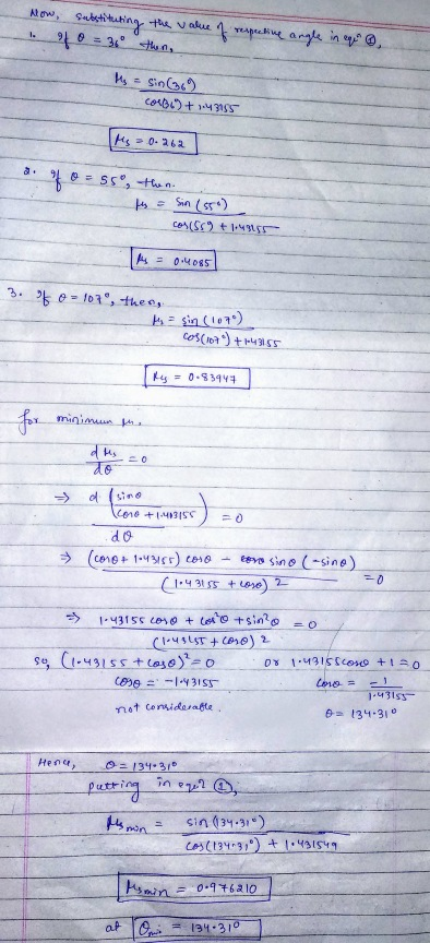 Now, substituting the value of respective angle in qe of 0 = 360 then, My = Sin COMB) + 143155 M = 0.262 2. of o = 550, then.