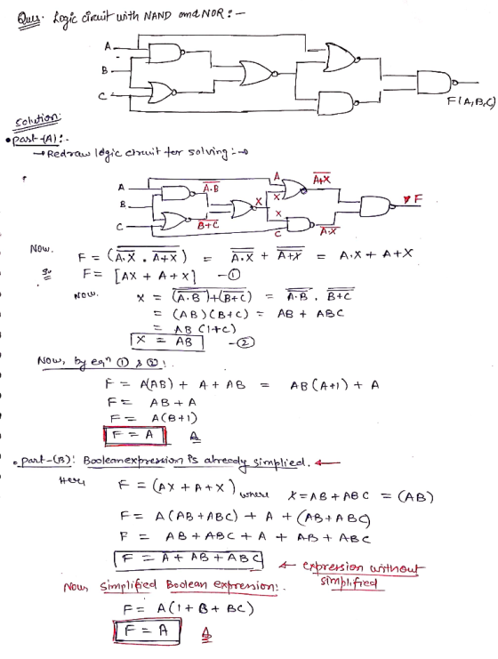 FIA,B,C) Bナ Now -国 4- exbrersien utneu ow Simplifieel Boolean ex