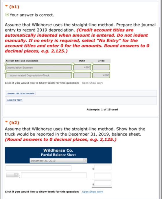 (61) Your answer is correct. Assume that Wildhorse uses the straight-line method. Prepare the journal entry to record 2019 de