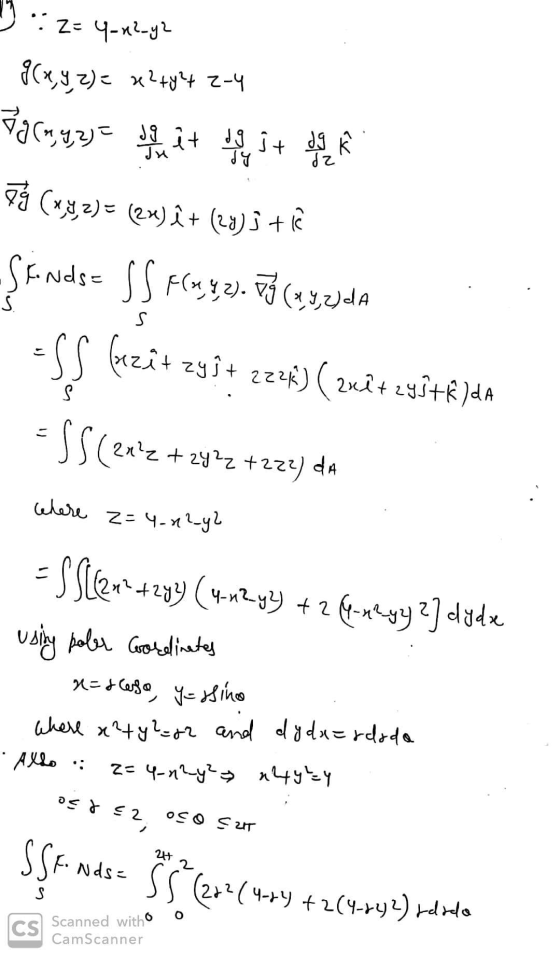 2=4-n2-42 g(x, y, z) = x2+y?+ z-4 Jg Tu อง Ty de la eģ (x,9, 2) = (2x) î+ (24)j + lê SEndse 5S F(x, y, z). 73 (1,9,2)A s C -S