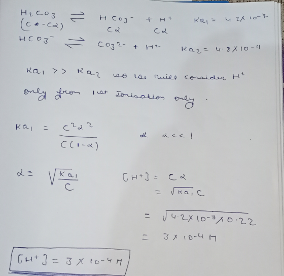Raz - ч. 8 XIo - | н+ Ra = Ч2Х 10-1 will consider Ht На соз —— нсоз - t (c-ca) ca HCO3 CO32- + H- Raz so we — kan only from Т