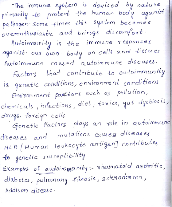 The immune system is devised by nature primarily to protect the human body oganist pathogen. Some times this system becomes o