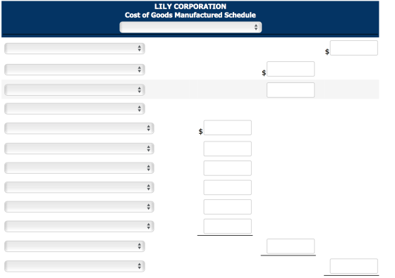 LILY CORPORATION Cost of Goods Manufactured Schedule