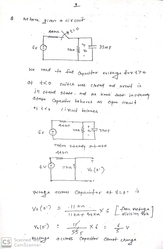 1 We have given a circuit. .. Aftur Loto Aftur liku &t=3347 vo We need to find Casmitor roltage fort? tro at txo switch was c