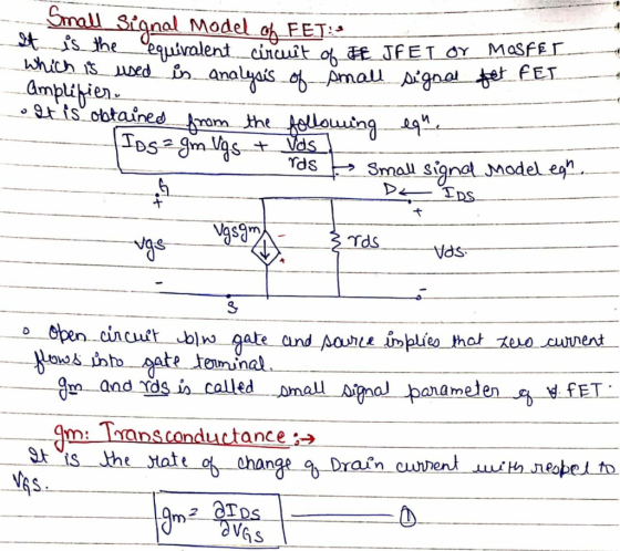 Small Signal Model of FET It is the requivalent_circuit of & JRET OY MOSFET which is used in analysis of small signal fet FET
