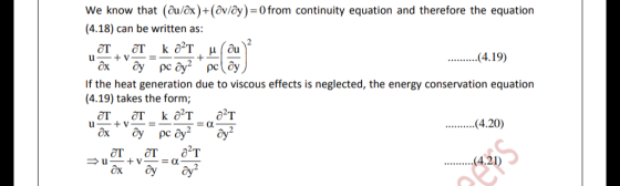 We know that (au/ox)+(avlay) 0 from continuity equation and therefore the equation (4.18) can be written as: If the heat gene
