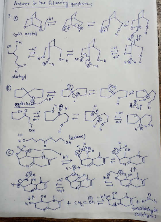 Answer to the following question: Cyclic acetal 0 - H -HT aldehyd eyelickie கம் (kerone) HI VT SH || + H- 4 Ho- formaldehyde