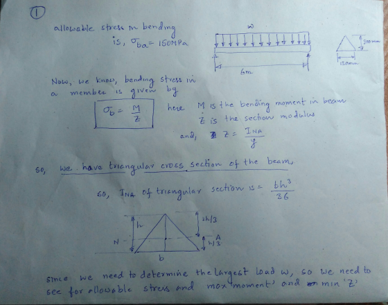 allolcable ses m bend m 10 1S, ba 150MPa Now, we know, bendina sty stess Iw ObMher M isthe bending moment in beam Z is the se
