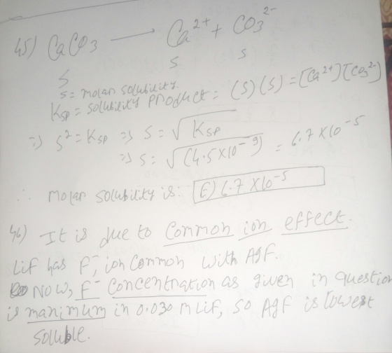 S molas solubility. (5) (5) - [621772829 Ksp = Solubility product 522 Ksp as Sarkse S = √ (4.5X10-9) - 6,7x10-5 . Molar solub