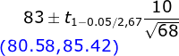 10 83 ± t1-0.05/2,67 V68 (80.58,85.42)