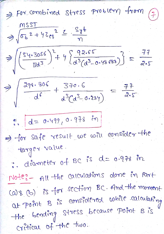 For combined stress problem from 7 MSST for 2+ 4 2 092 2. Syt n 2 77 5403056 Tid3 92.65 $(d3_0.48688 2 205 7 370.6 W 298.806