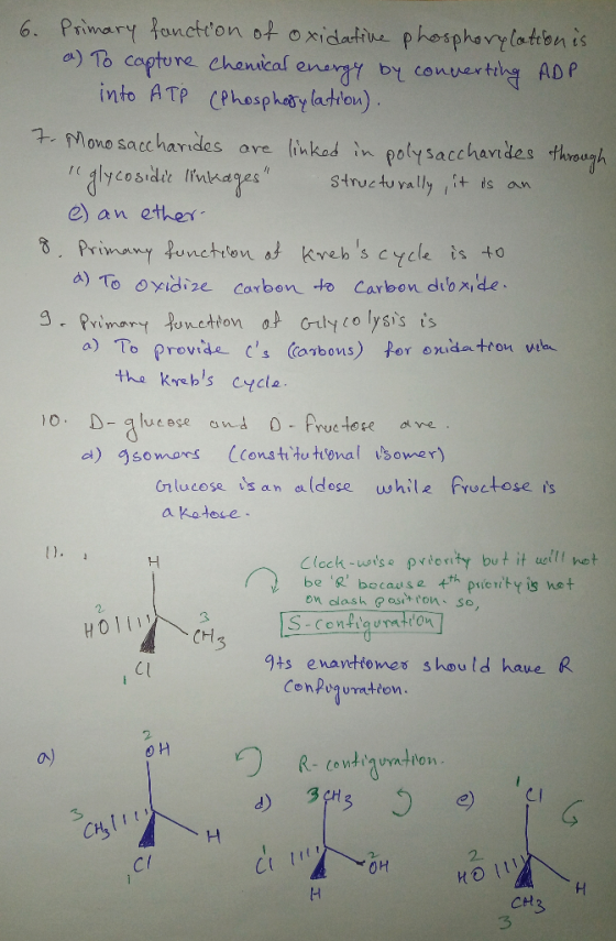 6. Primary function of oxidative phosphorylation is a) To capture Chemical energy by converting ADP into ATP (Phosphorylation