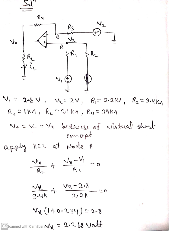Ry N2 R2 B Vo Vn B R. R2 R N, + , - 2-8 V, V2 = 2V, Ri= 2.2KM, R2 = 9.4 km R₂ = IKA, R₂ = 2.1kn, Ru = 39k1 Ntava va because o