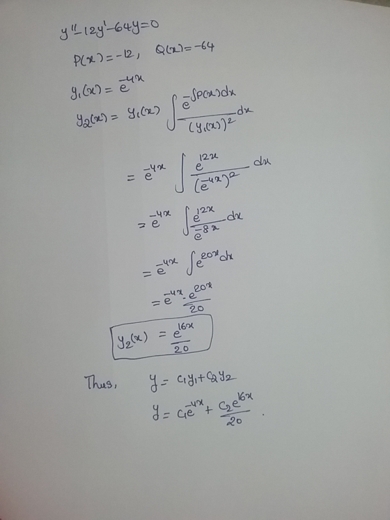 y 124-64y=0 P(x)=-12, Q(x)=-64 Y, Cxd = un 926x) = Gece Sporeddy - 14.00 12 de e Jelouch =eur Rose 20 Jace) a Thus, y= crys