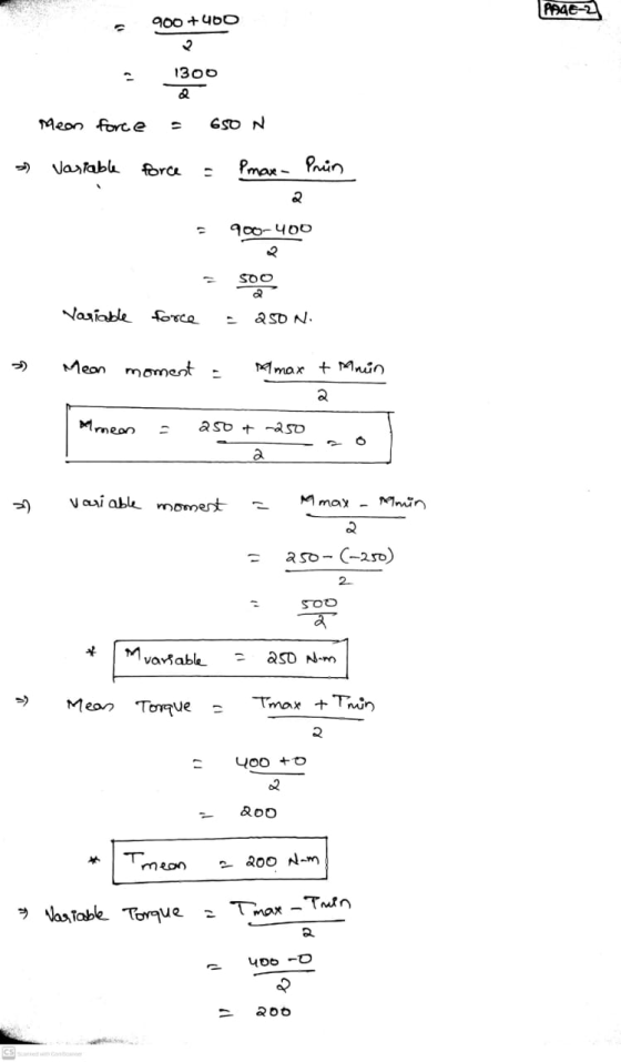 PAGE 2 900 + Ubo २ 13 00 Mean force GSON Variable force Pmax - Prin 2 900-400 SOO 2 Variable force 2 SON Meon moment - relmax