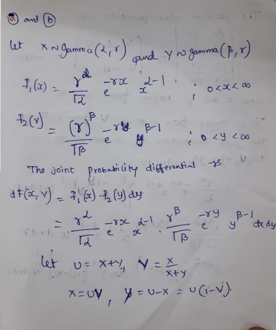 let x Ngamma (2,7) and yno gamma (3,7) flow) XXI ; OZCO -80 ch O 27% Bri The joint probability differential n ot is at(a, y)