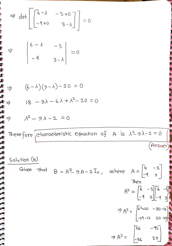 6-1 → det - 5 +0 - 4+0 3-1 6-1 - 5 ㅋ =0 - 4 3-) 20 = 0 6-1)(3-1)-2 Ź 18 – 31 - 61+12-20 = 0 学 12_91-2 = 0 There fore characte