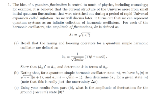 1. The idea of a quantum fluctuation is central to much of physics, including cosmology; for example, it is believed that the